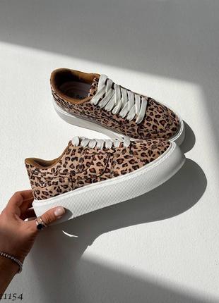 Кросівки кеди текстиль леопардові леопард на високій підошві платформі танкетці масивній