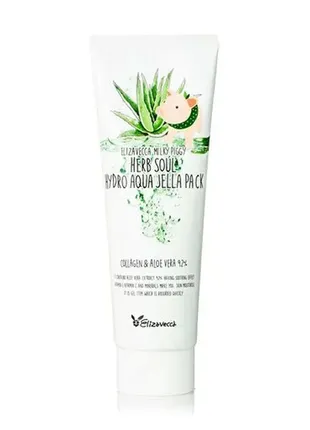 Маска зволожуюча з алое і колагеном elizavecca milky piggy herb soul hydro aqua jella pack, 250 мл2 фото