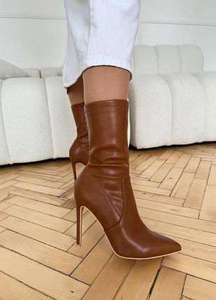 10880👑ботильйони на високій шпильці з гострим носиком в штучній шкірі 3 кольори