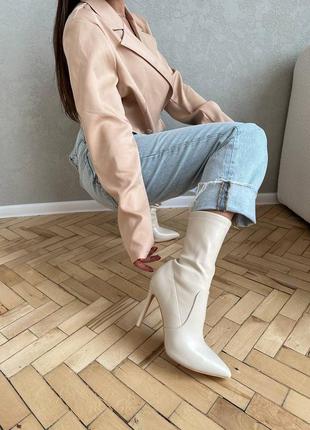 10880👑ботильйони на високій шпильці з гострим носиком в штучній шкірі 3 кольори