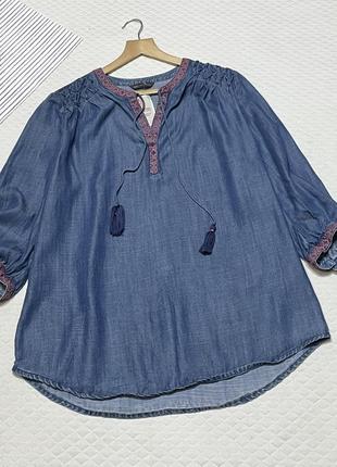 Блуза легкая из натурального материала с вышивкой от marks & spenser 🌸