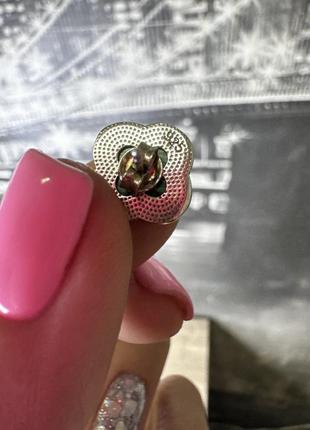 Серебряные серьги-гвоздики четырехлистник и колье  van cleef4 фото