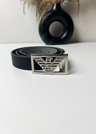 Двусторонний черно-серый кожаный ремень emporio armani