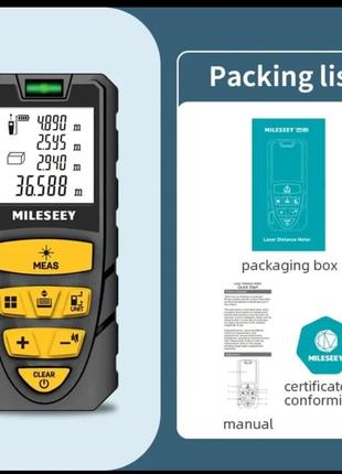 Профессиональный лазерный дальномер рулетка mileseey s2 40 метров
