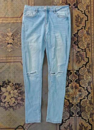 Дівчачі рвані блакитні джинси skinny highwaist.
