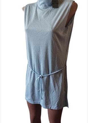 Голубое мини платье туника
