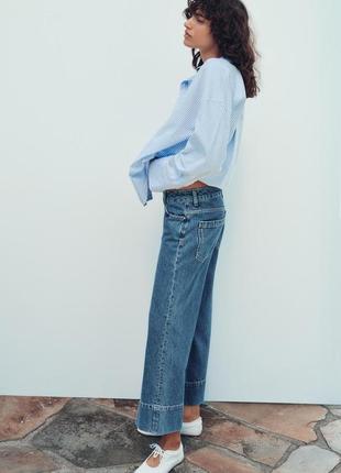 Укороченные джинсы синие zara new