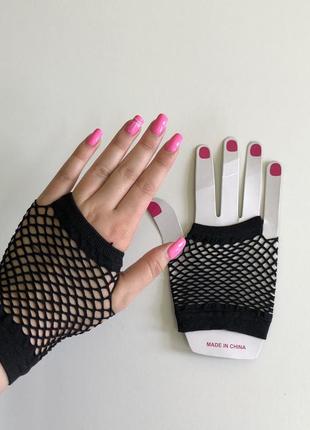 7-79 короткі сіточні мітенки рукавички короткие митенки перчатки сетка