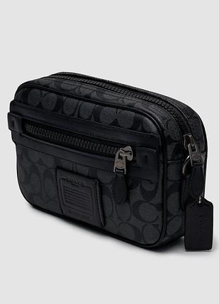 Мужская сумка coach academy crossbody signature canvas blue 22 х 15 х 6 см