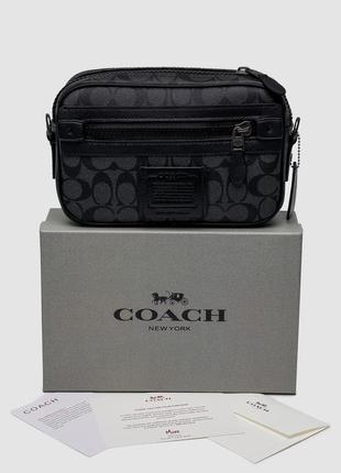 Мужская сумка coach academy crossbody signature canvas blue 22 х 15 х 6 см