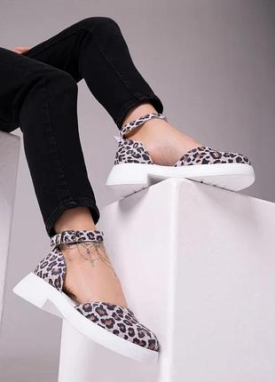 Замшеві босоніжки з леопардовим принтом, замша, повсякденний