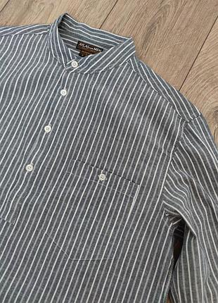 Мужская хлопковая полосатая рубашка с воротником-стойкой, размер м-l/48-50