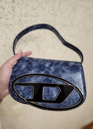 Сумка diesel синього кольору шкіряна
