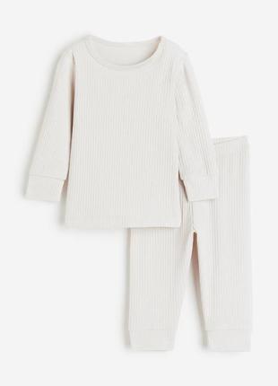 Бавовняний комплект в рубчик h&m для дівчинки: кофта та штани