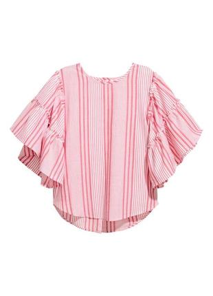 Hm бавовняна блуза сорочка з пишним рукавом та гудзиками по спинці