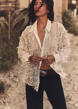 Полупрозрачная рубашка с бахромой