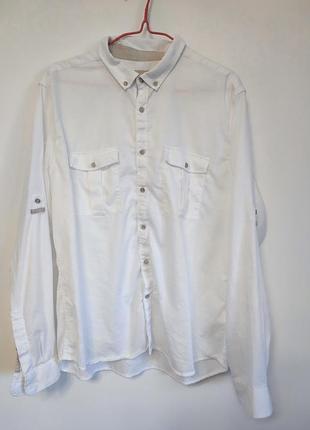 Сорочка чоловіча біла slim cotton basic lc waiki man, розмір xl — 2xl