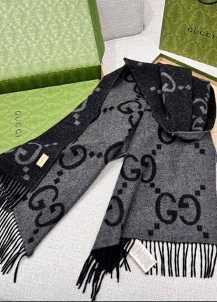 Шарф кашемир черный серый брендовый