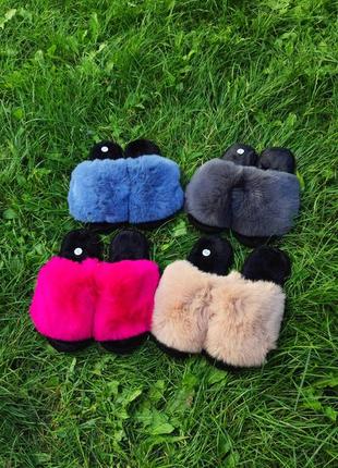 Женские пушистые тапочки
