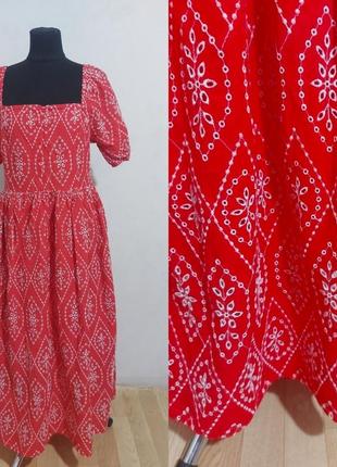 Котоновое платье с прошвой ришелье квадратный вырез tu6 фото
