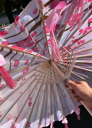 Винтажный зонтик традиционный японский, гейша, для кимано, аксессуар зонт бамбуковый