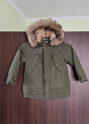 Деми куртка парка/ветровка 2-в-1 zara, 3-4 года.