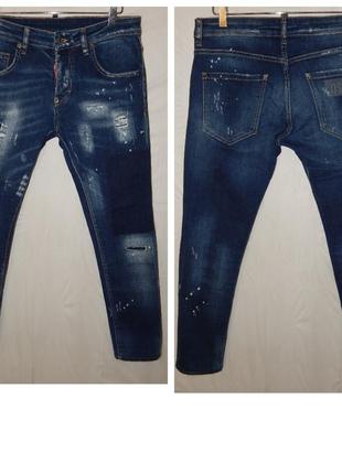 Джинсы slim fit distressed restored denim dsquared2 (италия)