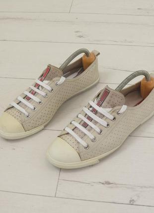 Оригинальные кеды мокасины prada milano р. 37.5 кожаные
