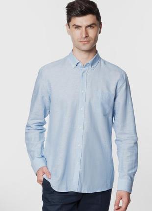 Бавовняна сорочка gregory arber голубий колір, мілка клітинка l xl