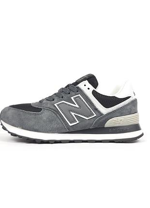 Женские кроссовки new balance 574 grey whiteque беланс серого с белым цветами
