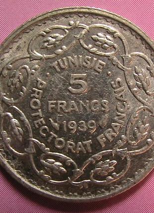Тунис 5 франков 19393 фото