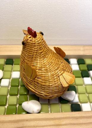 Винтажная миниатюрная "курица" в корзинка, 90-е гг.