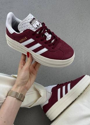 Кроссовки adidas gazelle bold platform burgundy