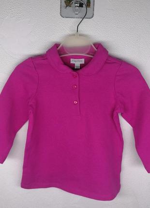 Рожева блуза-поло з довгим рукавом для дівчинки 9-12 міс, 74см
