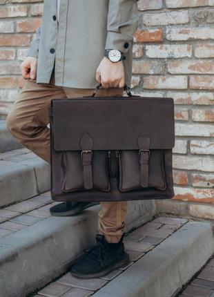 Коричневий портфель для ноутбука 15 дюймів, чоловіча сумка для документів