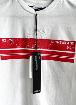 Мужская футболка хлопковая stone island 100% cotton / стон айленд белая летняя одежда7 фото