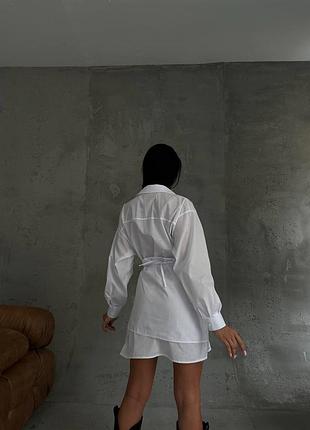 Платье-рубашка оверсайз с баской на запах