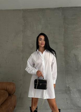 Платье-рубашка оверсайз с баской на запах