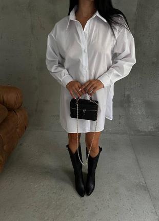 Платье-рубашка оверсайз с баской на запах