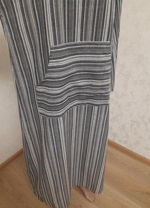 Актуальна  довга вільна сукня кафтан каптан в смужку4 фото