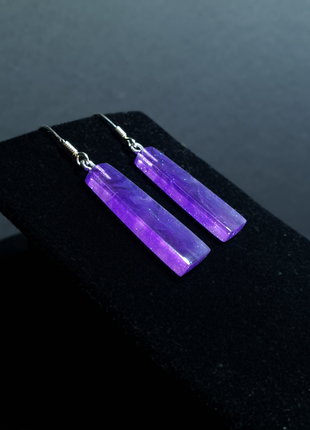 Сережки "violet nebula" ✨, фіолетові сережки, срібна фурнітура, космічний дизайн