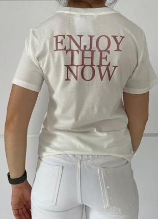 Бавовняна футболка з написом біла фірмова трендова базовп футболка mango.5 фото