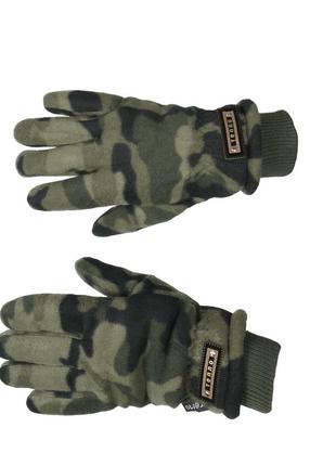 Перчатки флисовые с искусственным мехом и резинкой мультикам