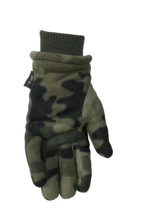 Перчатки флисовые с искусственным мехом и резинкой мультикам