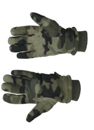 Перчатки флисовые с искусственным мехом и резинкой мультикам