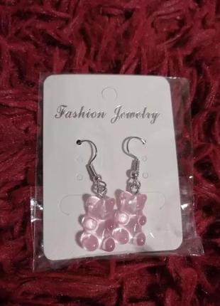 Сережки мишки для детей one size розовый