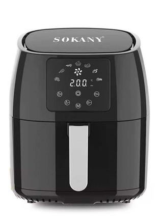 Аэрогриль-фритюрница sokany sk-8018 на 5 л с таймером и терморегулятором, черный