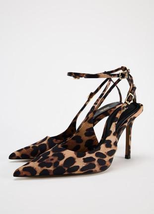 Открытые туфли леопардовые женские zara new