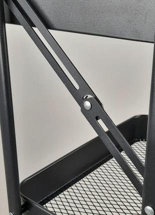 Этажерка стеллаж металлический черного цвета на 3 полки на колесах