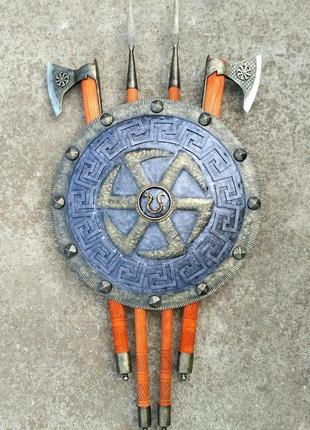 Набор щитов в стиле викингов (щит с 2 топорами и 2 копьями настенный)
